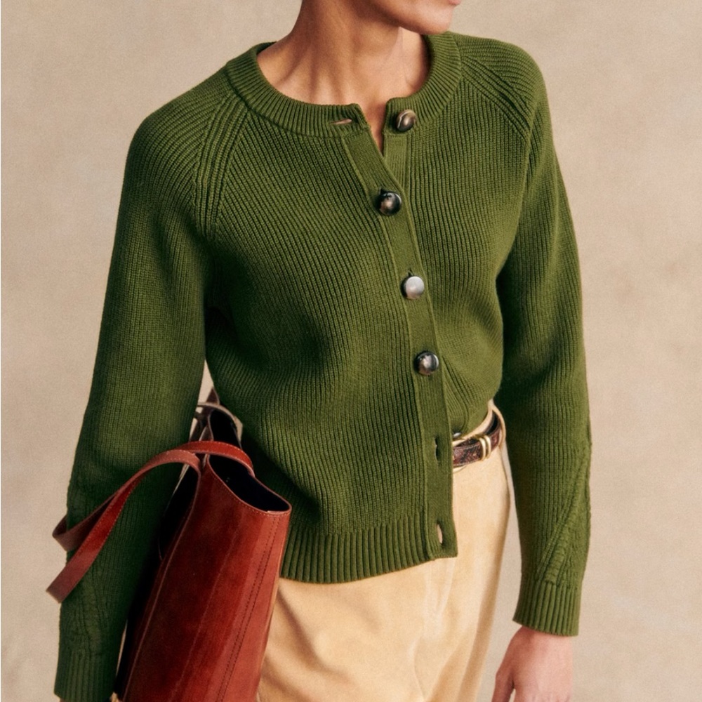 Sezane Isaure Perfect Green Cardigan